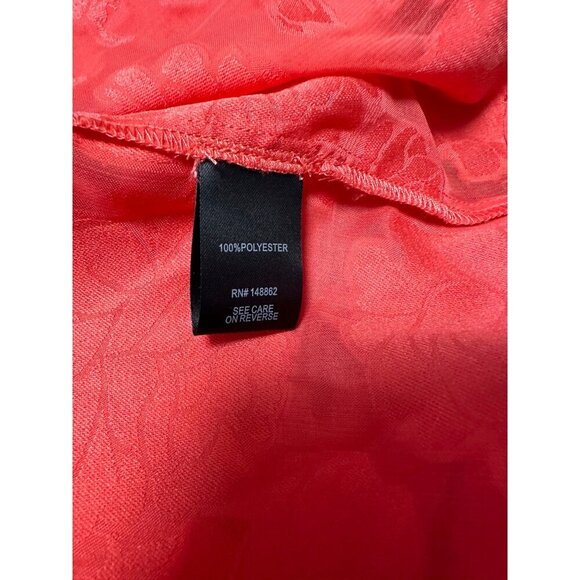 Torrid Blouse Harper Chiffon Clip Floral Pullover 3/4 Sleeve Sheer Coral Size 1X - Picture 9 of 11